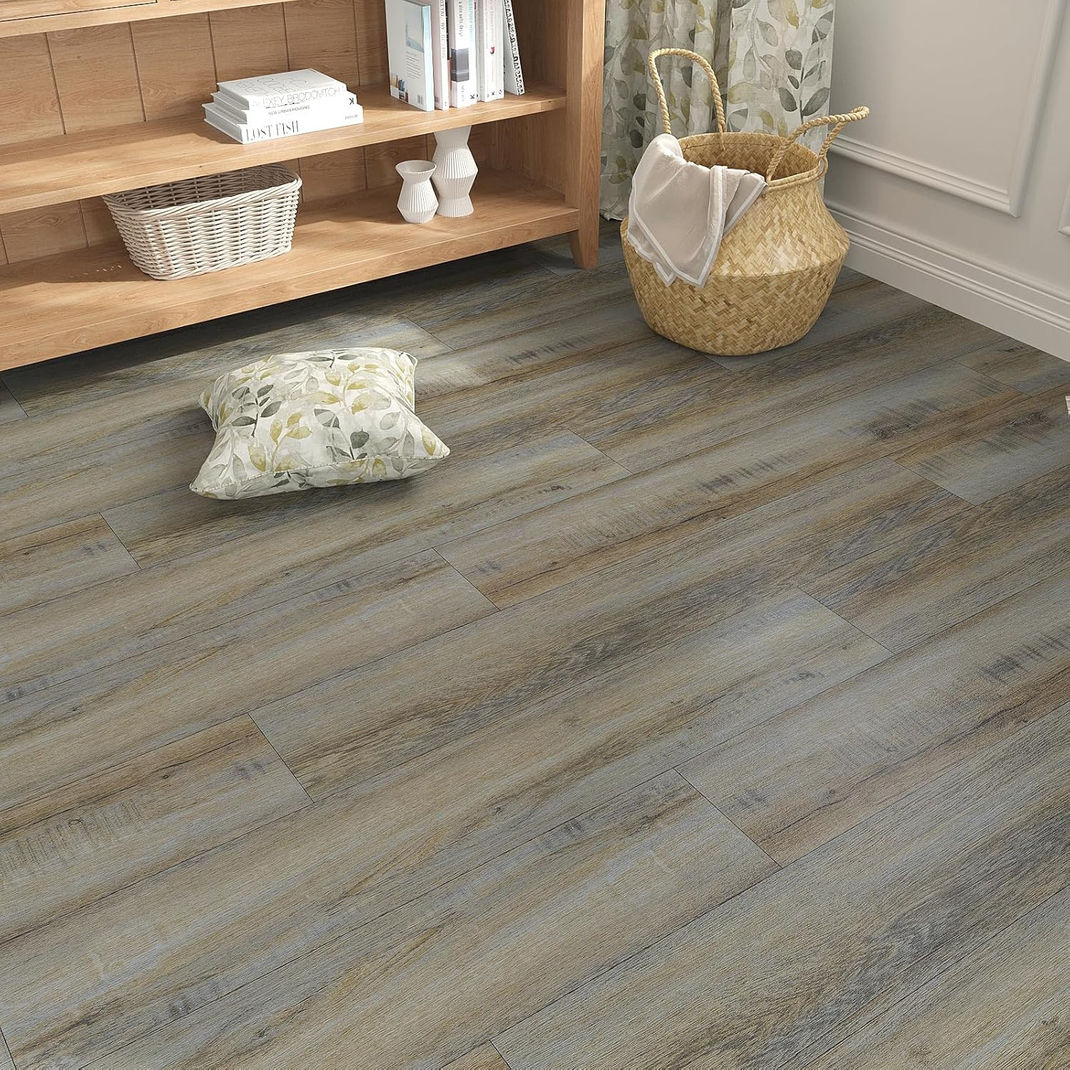 Waterproof Grey Peel and Stick Vinyl Plank Flooring 32-Pack for Home Use