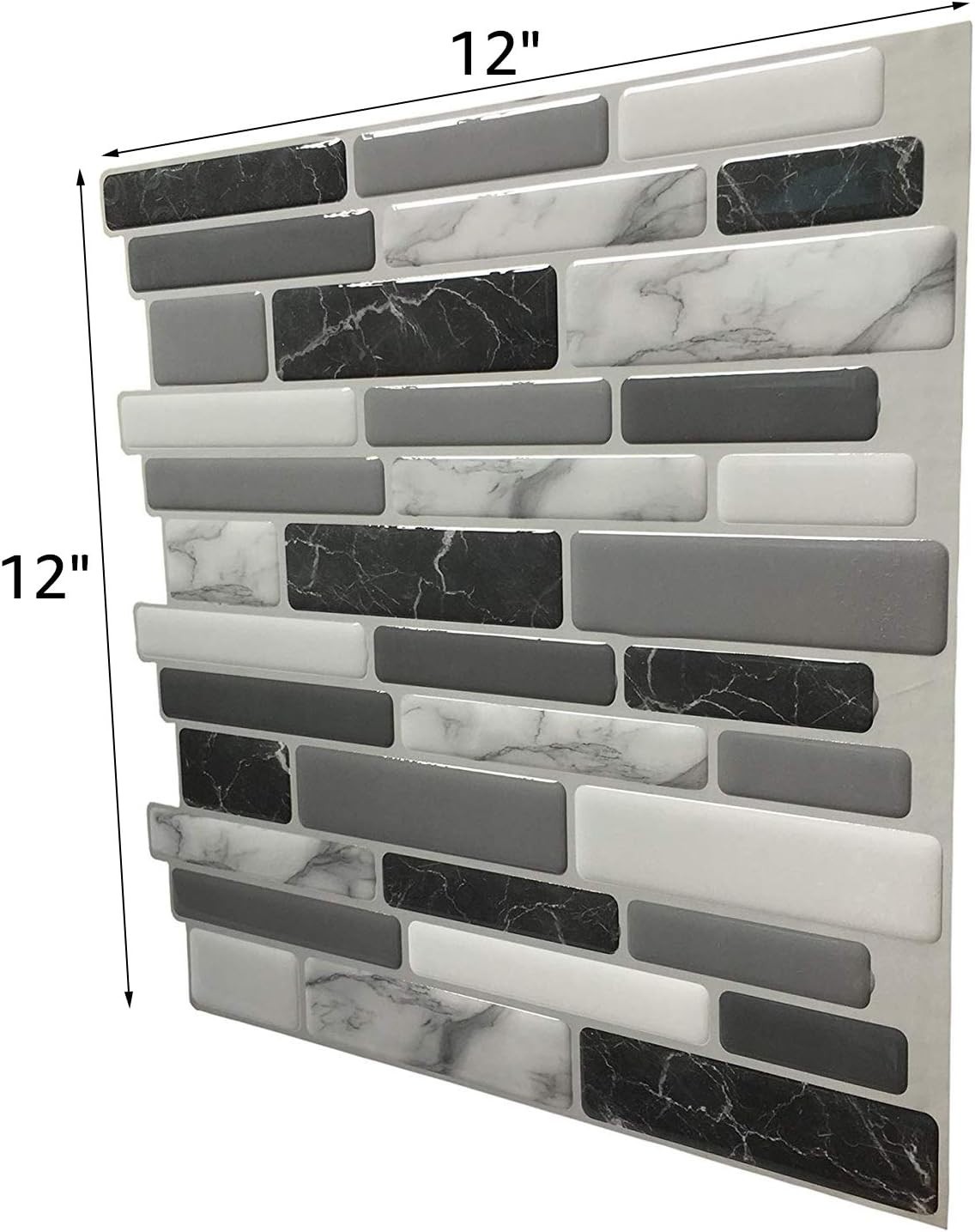 Peel Stick Backsplash Tile Kitchen Marble Grey 6 Sheets Modern Epoxy Resin Mo…