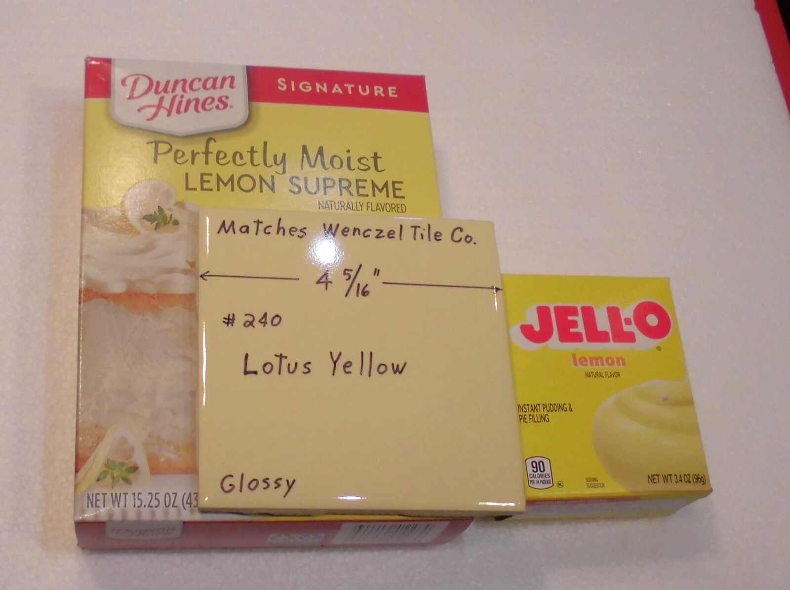 1 pc. Yellow 4-5/16″ Glossy Ceramic Tile: matches Wenczel Co. #240: Lotus Yellow