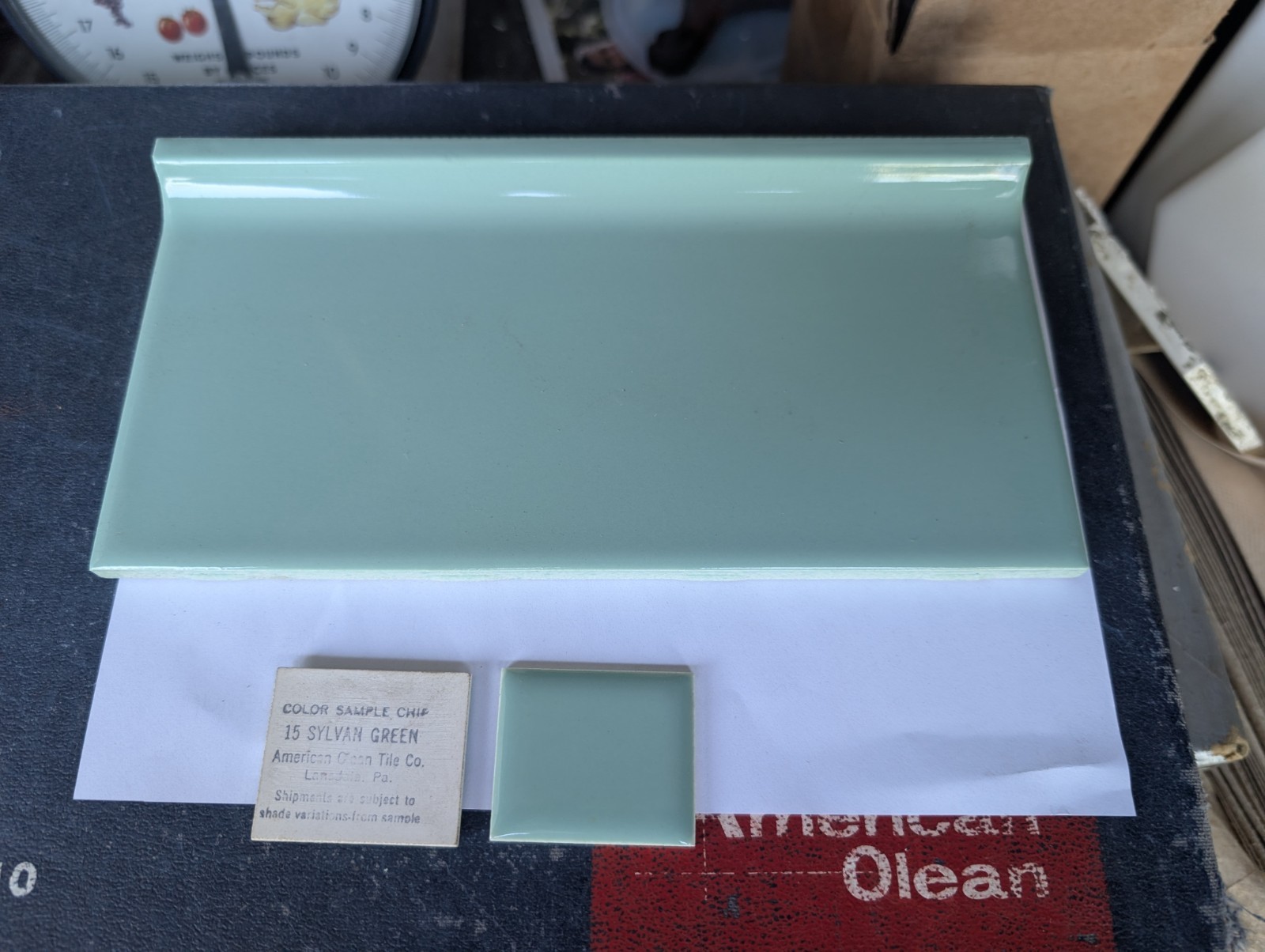 1 pc NEW American Olean Sylvan Green #15 A3481 Ceramic Cove base 4 1/4″ x8 1/2″