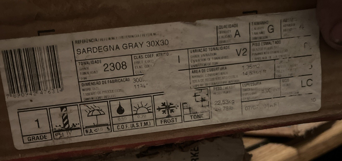 1 Box Of Sardegna Gray Eliane Indoor/ Outdoor Porc Floor Tiles. 15 Tiles 14.53