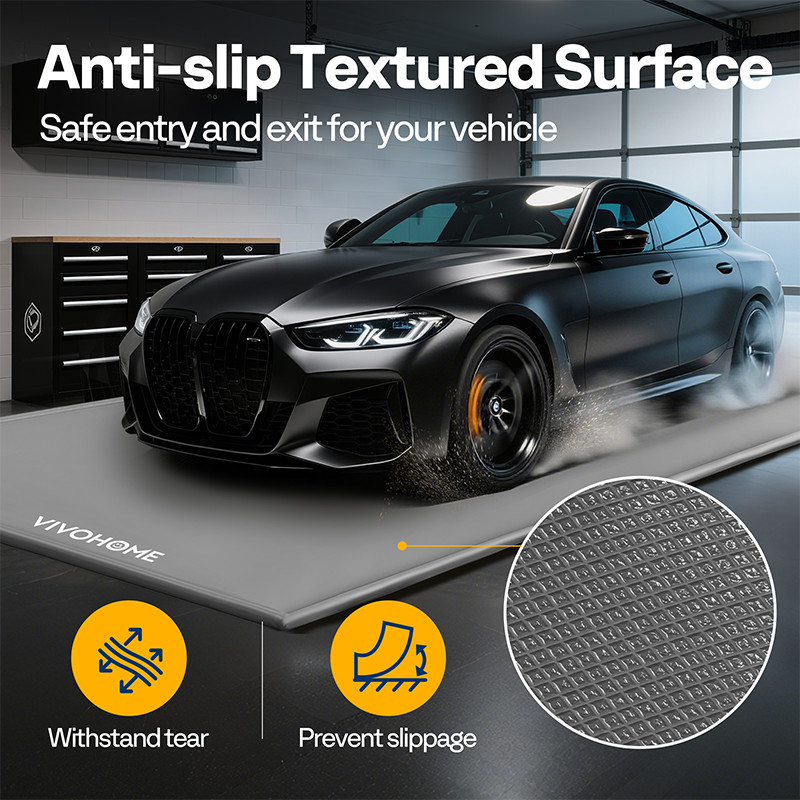Garage Floor Mat Non-Slip Containment Mat for Waterproof Protection Raised Edge