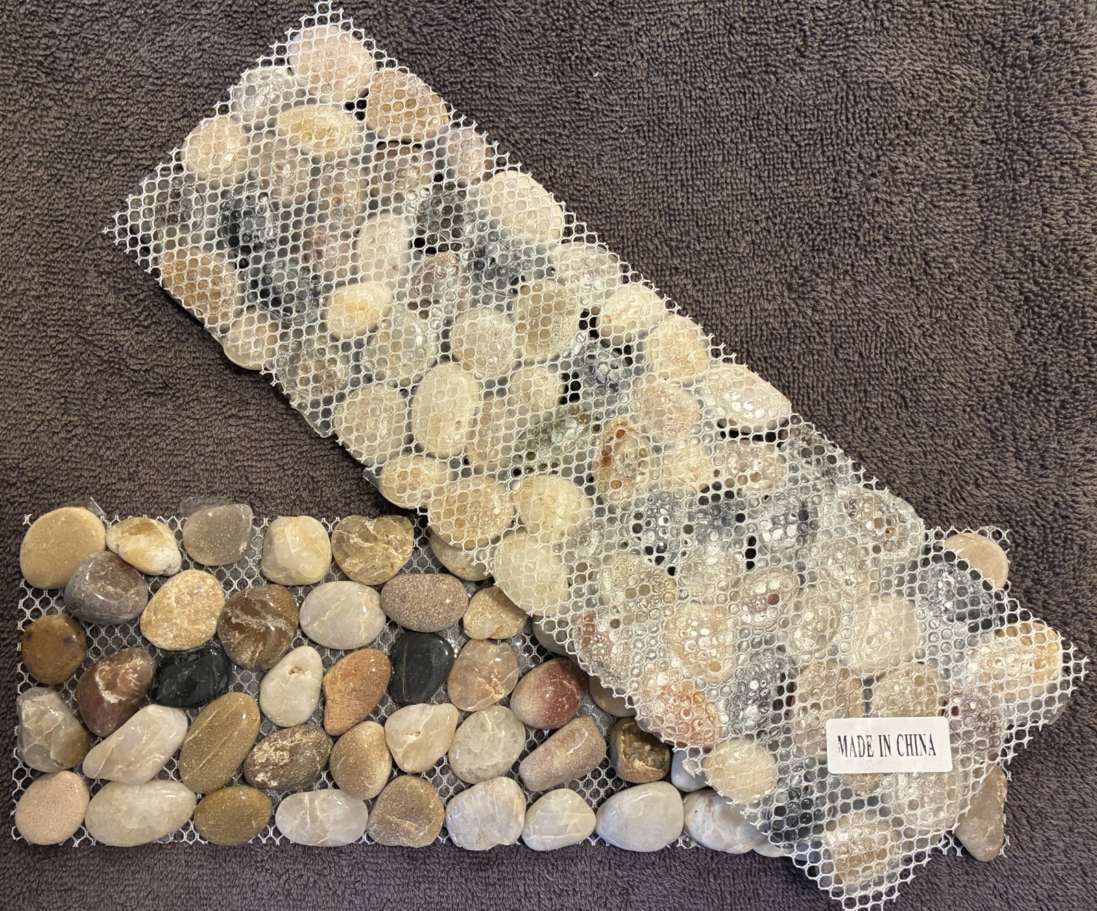 4 Strips Multi-color Natural Pebble Tiles for Shower Floor, Kitchen Backsplash