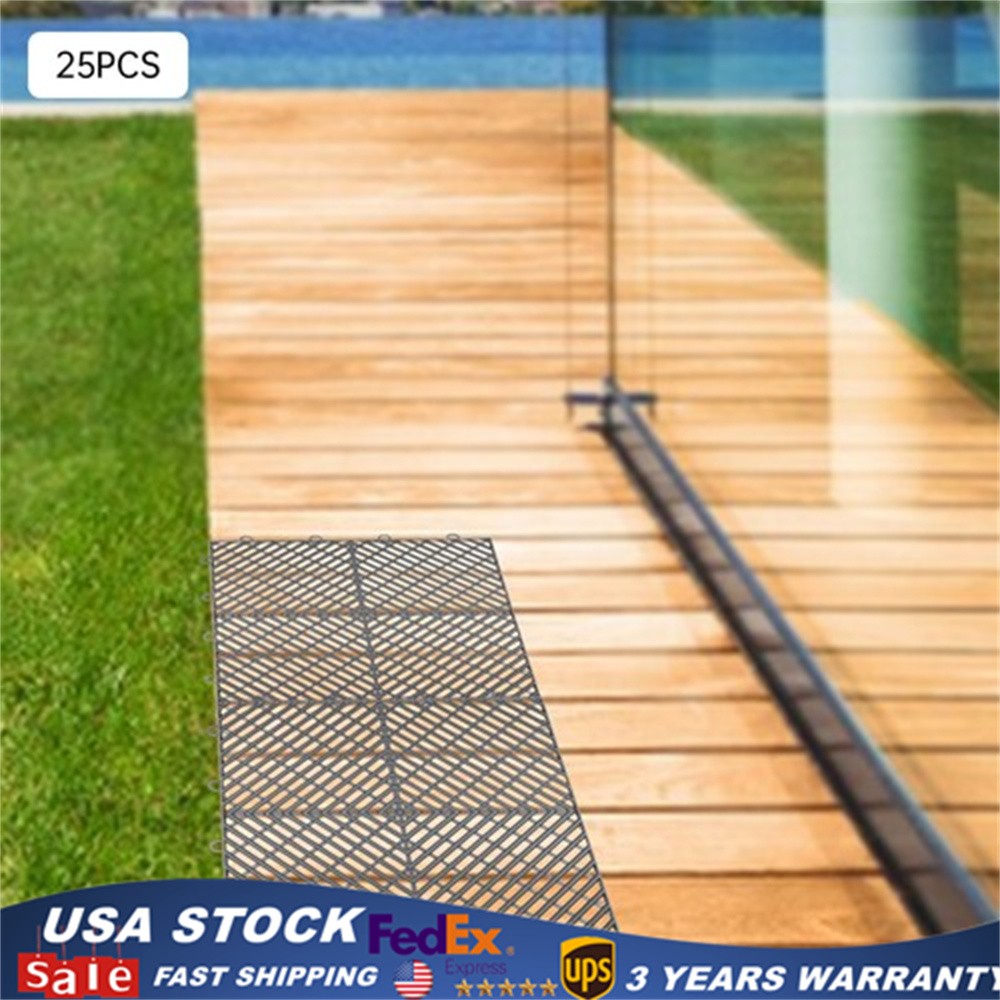 Interlocking Garage Floor Tiles 25 PCS Deck Tile PP Drainage Tiles 12x12x0.5 In