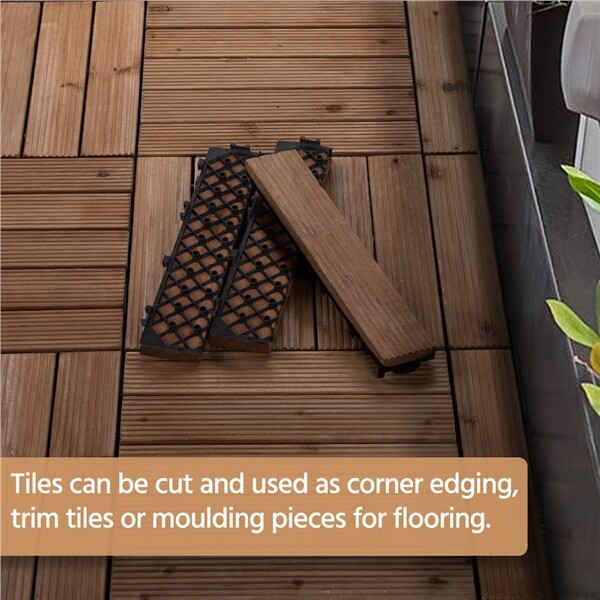 27pcs Wooden Patio Tiles Interlocking Flooring Deck Tile Outdoor Pathway 12×12”