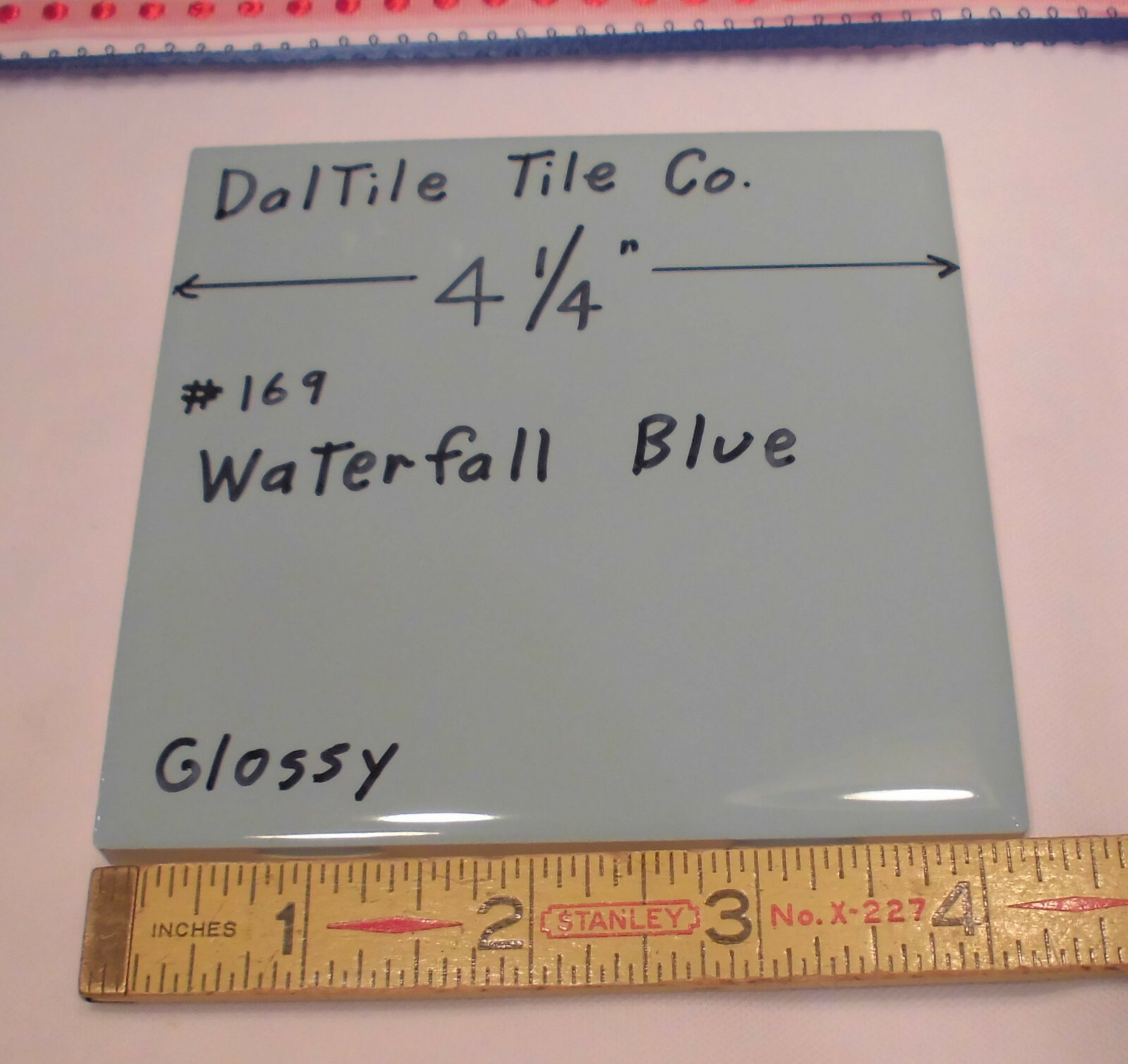 1 pc. Waterfall Blue: Glossy Ceramic Tile by Daltile Co. 4-1/4″ Light Blue, NEW