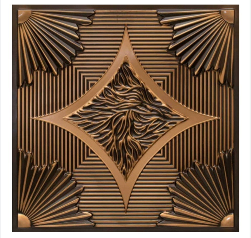 Pack of 25, Sunset Boulevard 2 ft. x 2 ft. PVC Ceiling Tile, Antique Copper