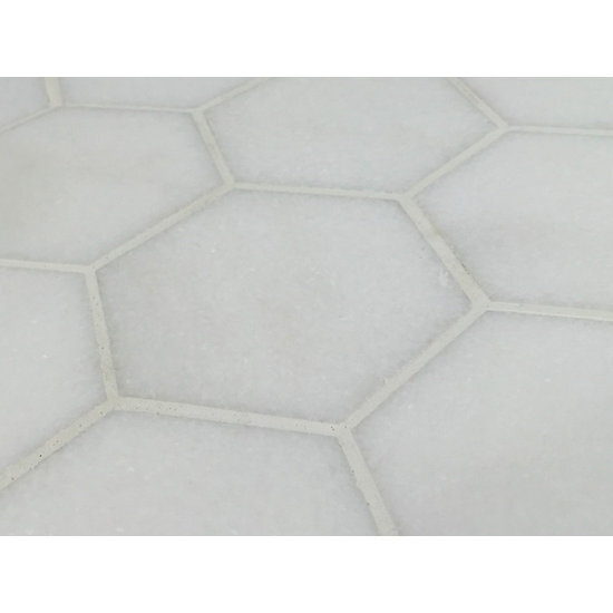 T33XP Thassos White Marble Hexagon Mosaic Tile 3 inch Polished