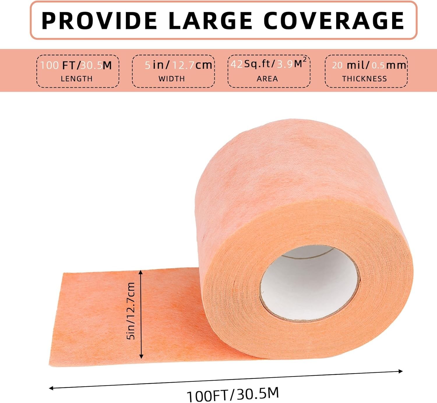 Professional Waterproof Membrane for Shower,5In x 100Ft(42 5IN x 100FT 42 SQ