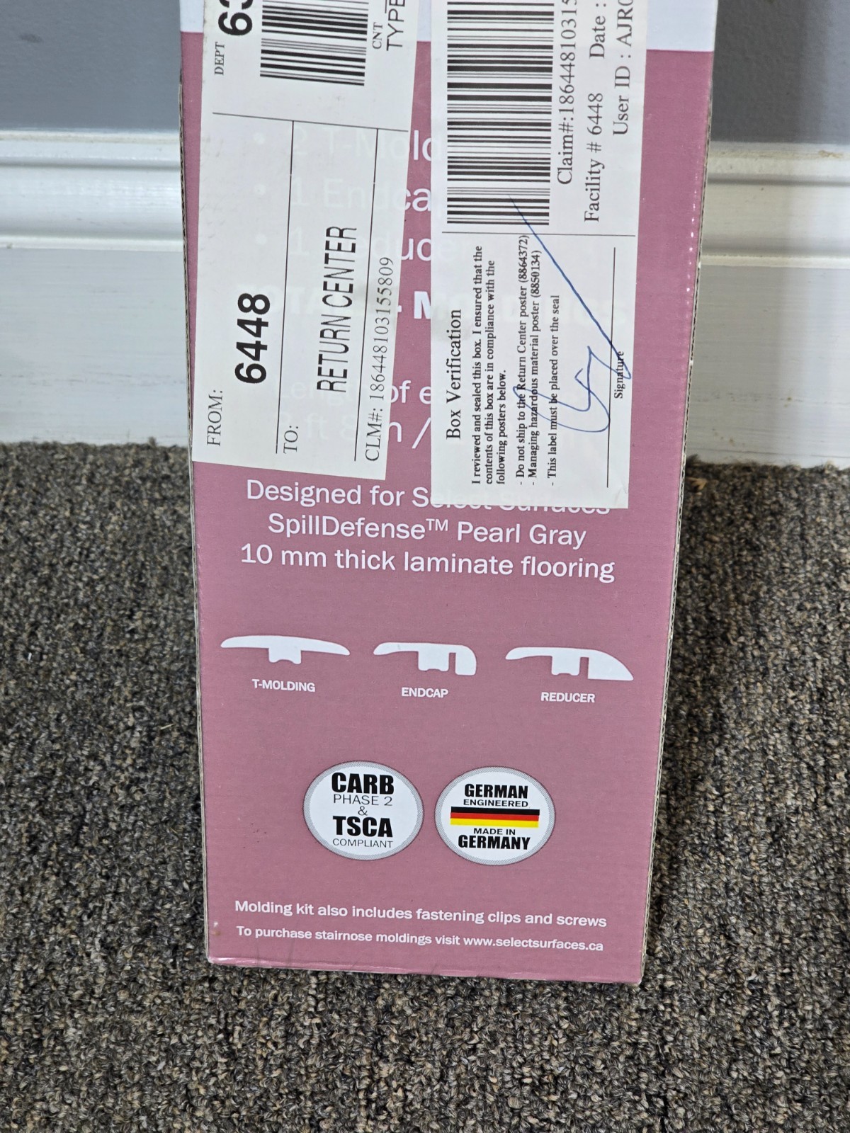 Select Surfaces Pearl Gray Molding Kit 3FT 8IN 10MM Thick Laminated Flooring