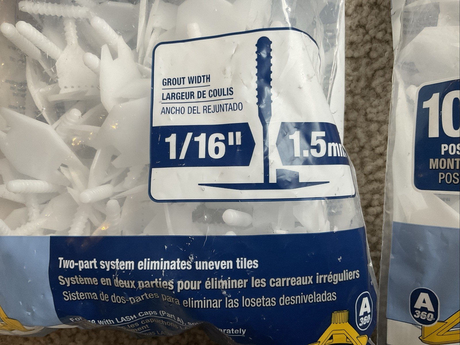2 x 100-Pk (200 Total) QEP 3-Corner Tile Leveling Stems 1/16″ 99736 – NEW Sealed