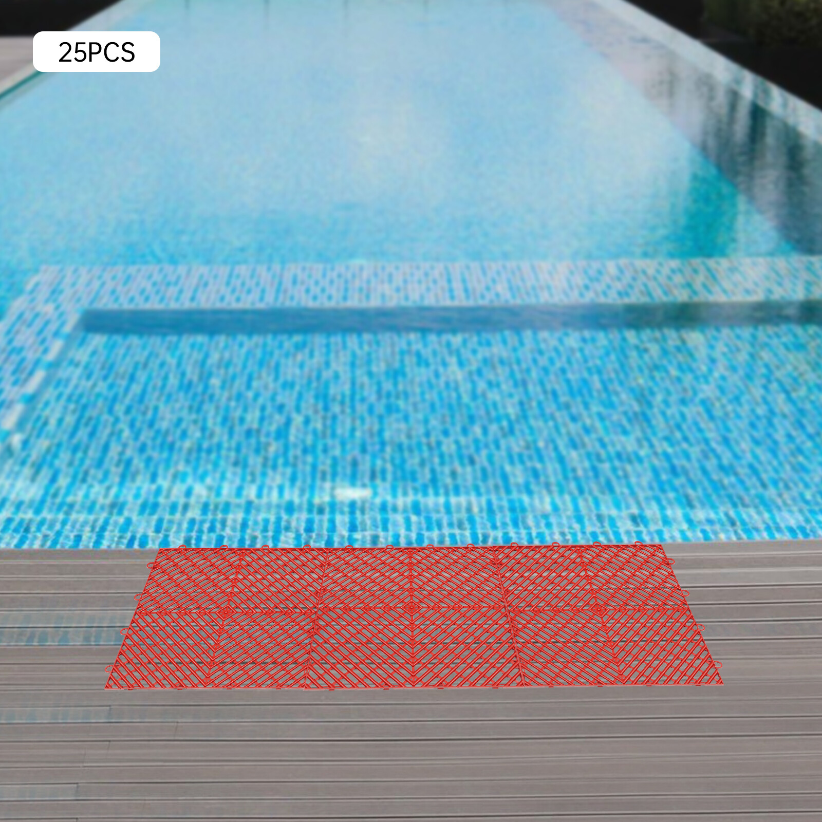 25x 30cm Interlocking Deck Tile Deck Flooring for Pool Bathroom Patio Garage