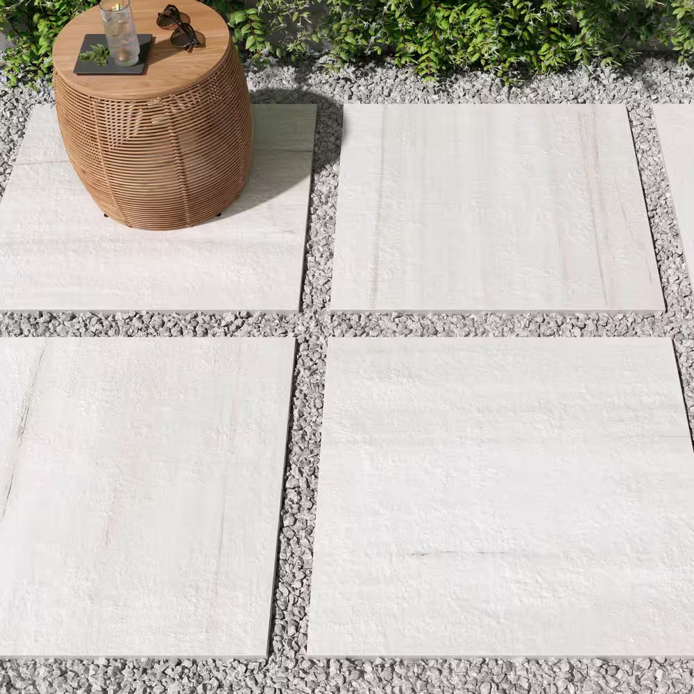 Impero Dolomite White 24 In. X 24 In. X 0.75 In. Marble Look Porcelain Paver (Ca
