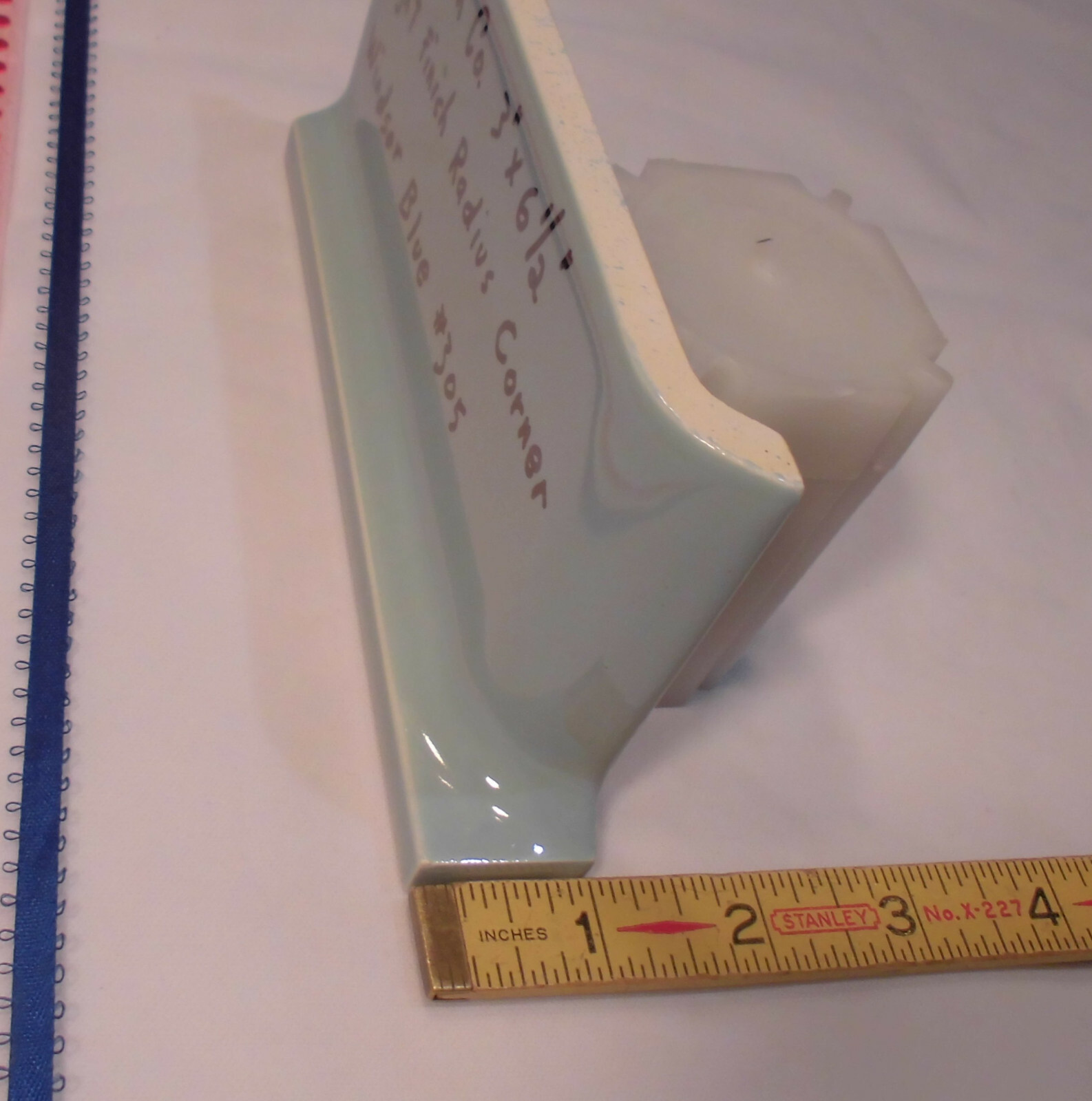1 pc. Windsor Blue stack-on-top base/cove Ceramic Tile; Robertson; 3″ X 6-1/2″ R