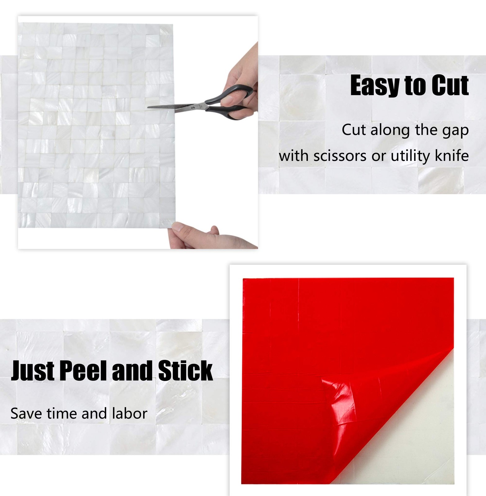 KASARO Peel and Stick Backsplash, Mother of Pearl Mosaic Shell Tiles, SelfAdh…