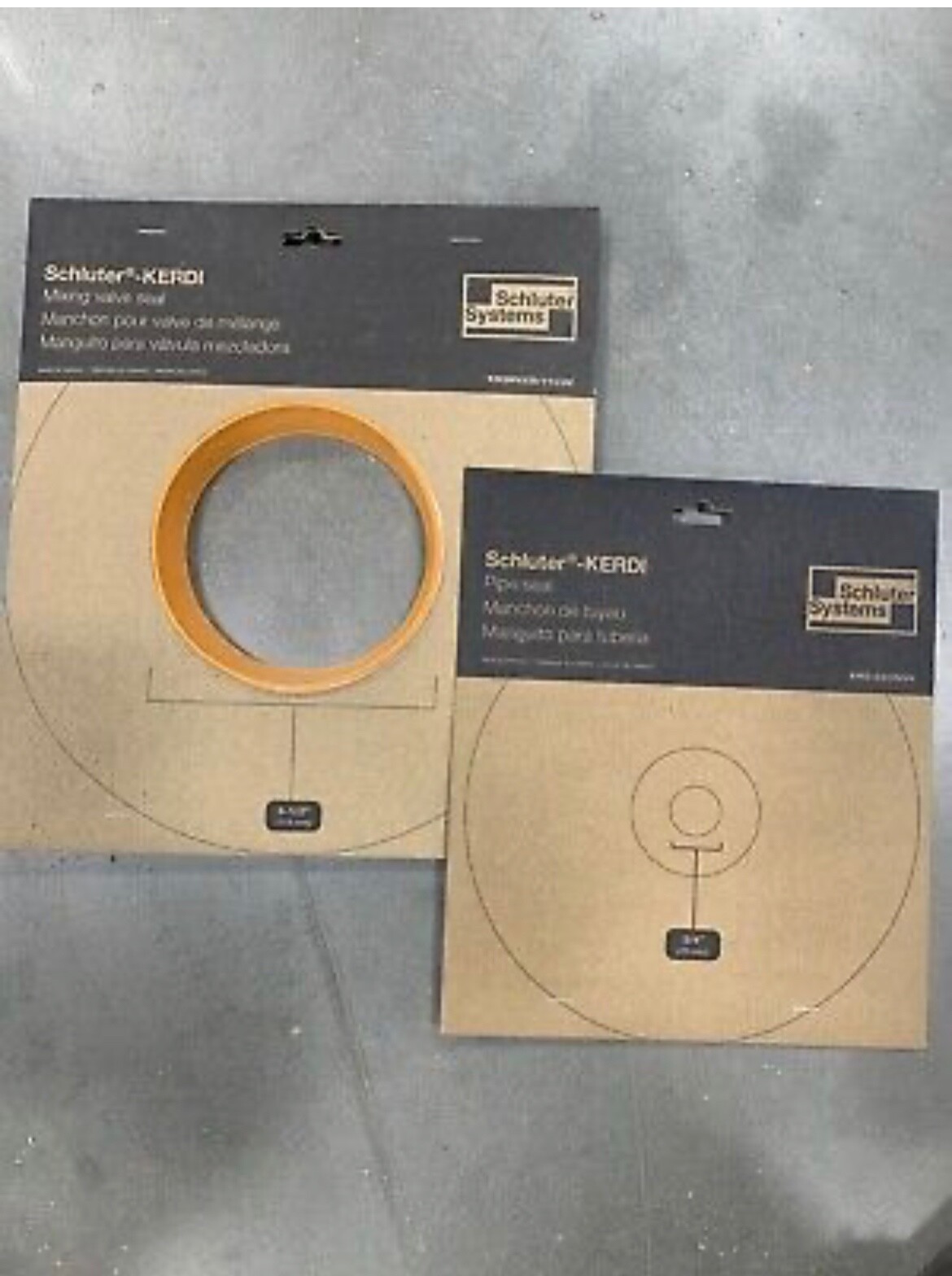 Schluter mixing valve and 3/4 pipe seals