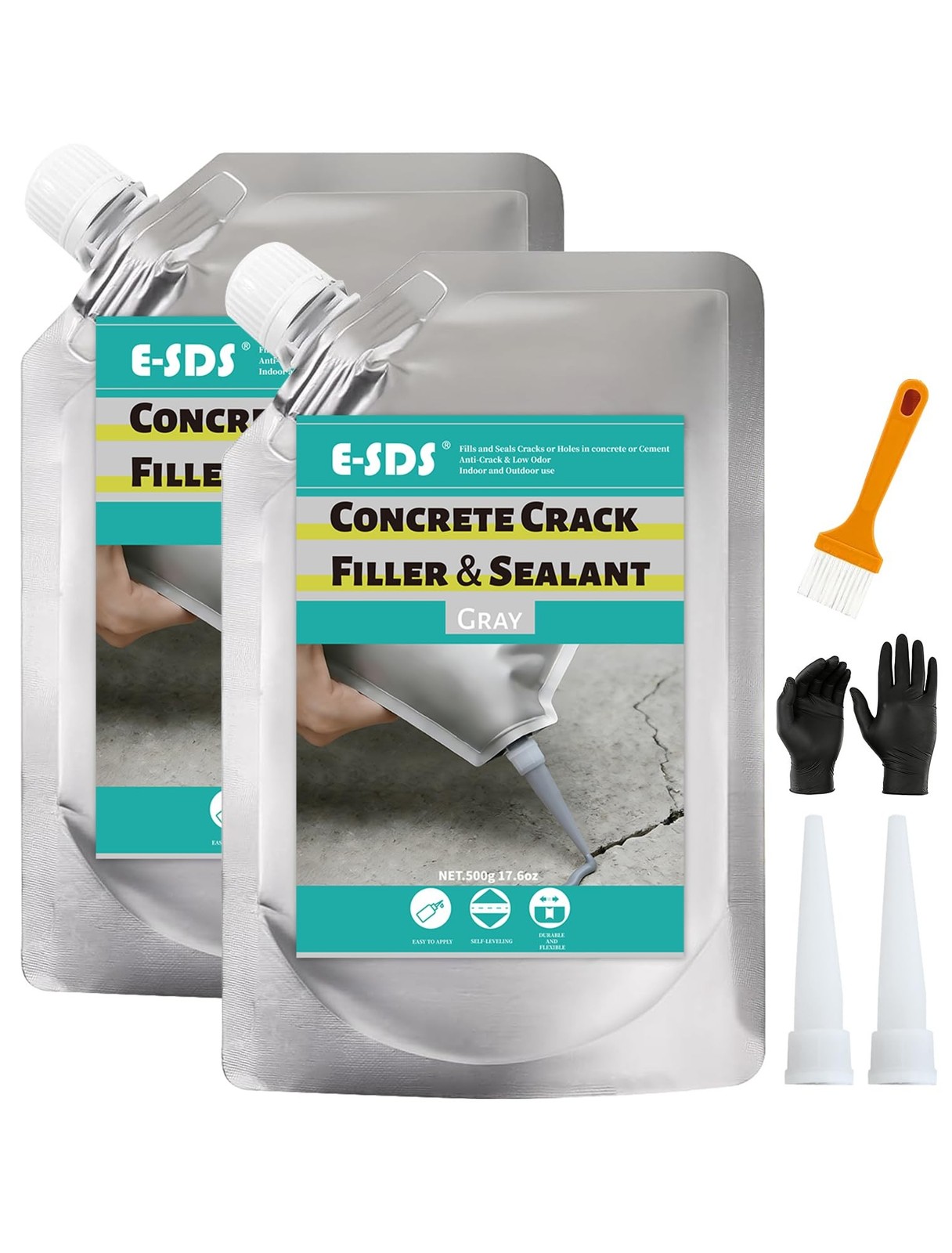 E-SDS Cement Crack Filler Self-Leveling, 2.2LB High Elasticity Concrete Repai…