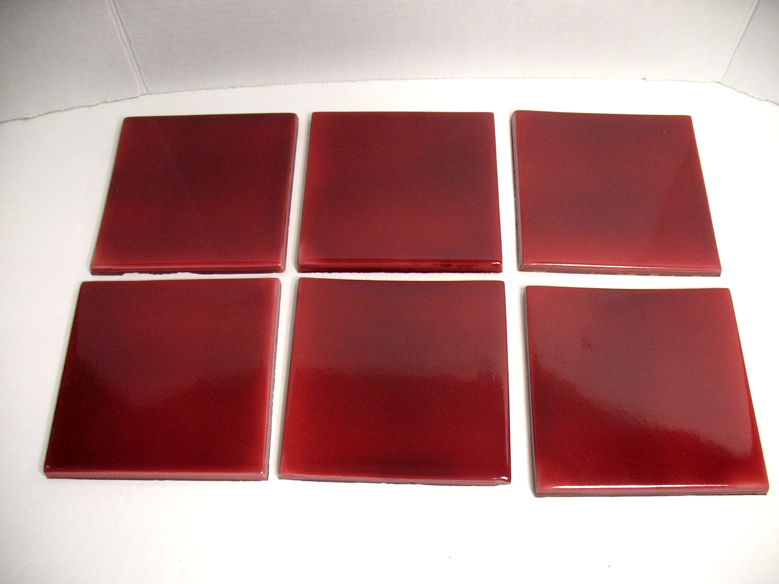 Candy Apple Red Italian Ceramic Tile 6×6 IMPERFECT LOT OF 6 for mosaics or craft