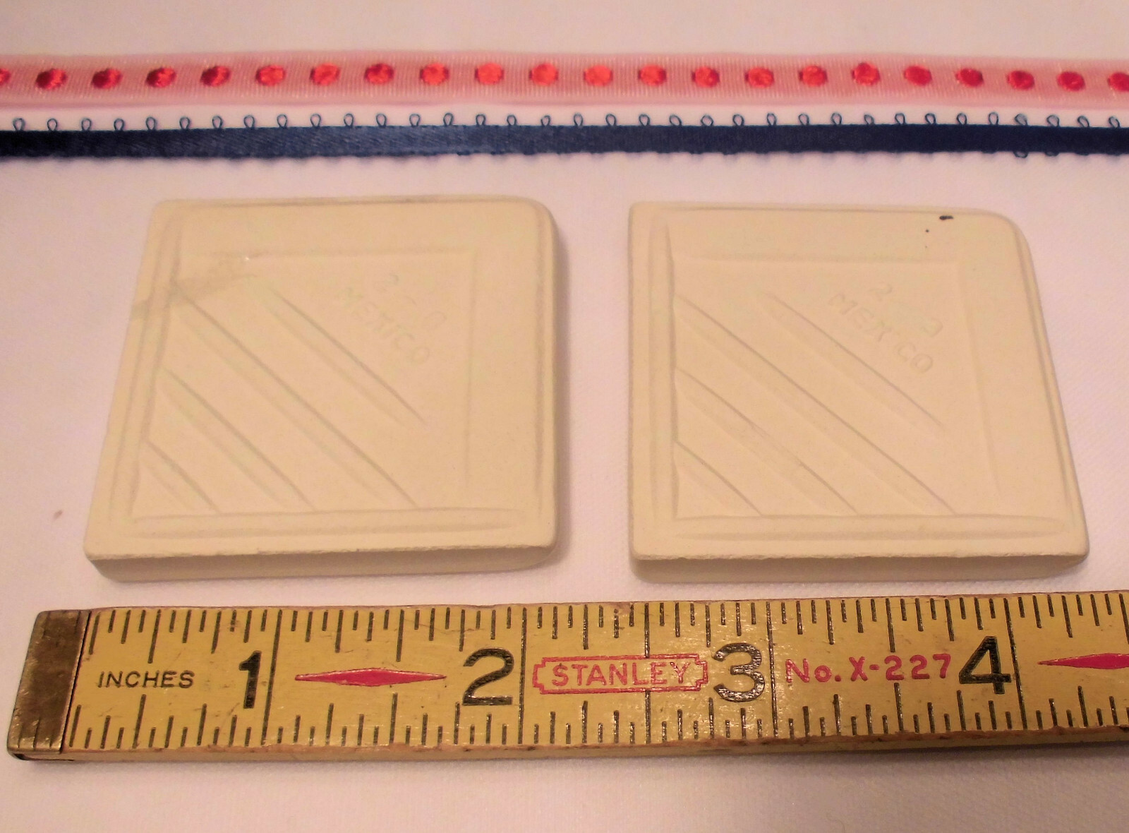 2 pcs. *Matte Almond* 2″ X 2″ X 5/16″ Ceramic Surface Bullnose Corner Tiles NEW