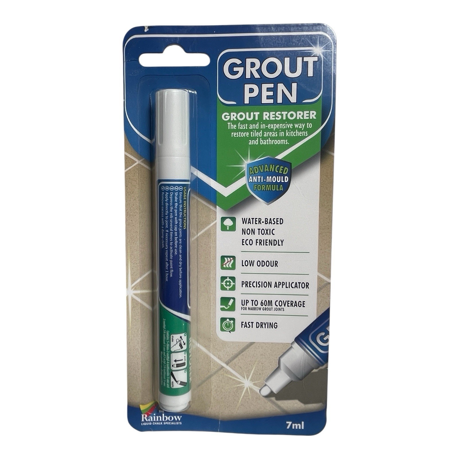 Lot of 3 RAINBOW GROUT RESTORER PEN 7ml – White