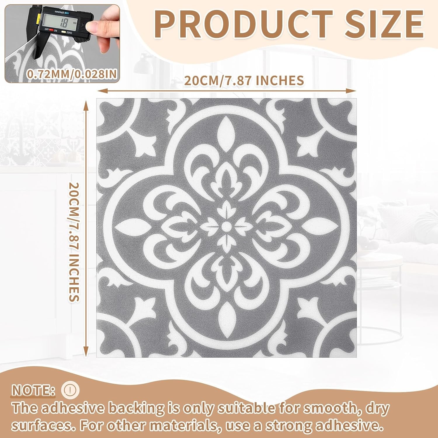 36 Pcs 7.87″ x 7.87″ Peel and Stick Floor Tile Vinyl DIY Flooring Self
