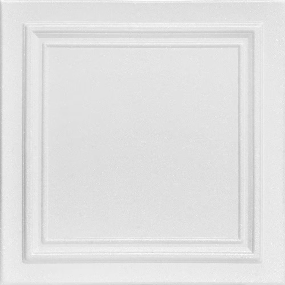 Line Art 1.6 Ft. X 1.6 Ft. Glue up Foam Ceiling Tile in Plain White (21.6 Sq. Ft