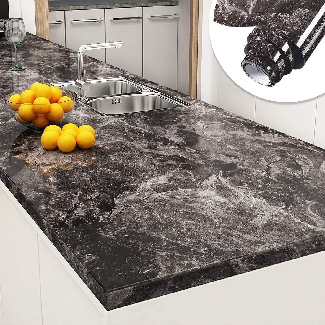 Peel and Stick Countertops 24 X 200 Inch Sandstone Black Brown Granite