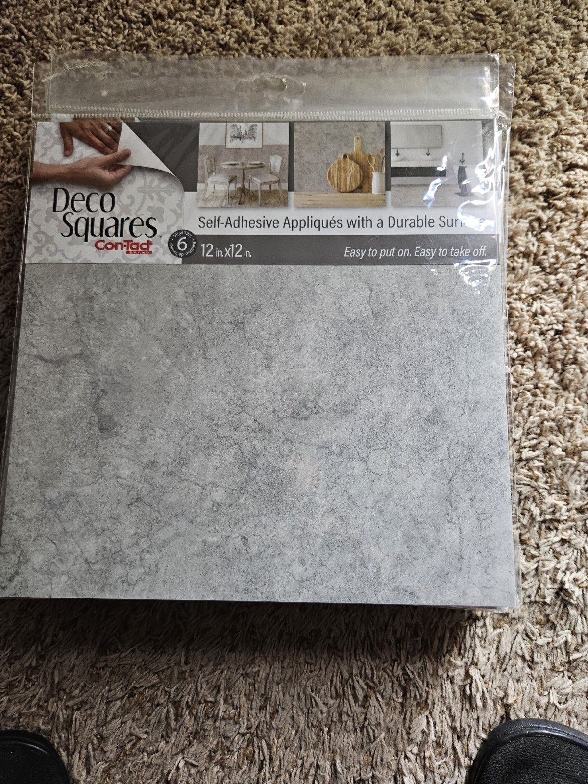 12 Tiles Contact Deco (11Packs) Squares 12″ x 12″ Vinyl 6 Per Pack warm concrete