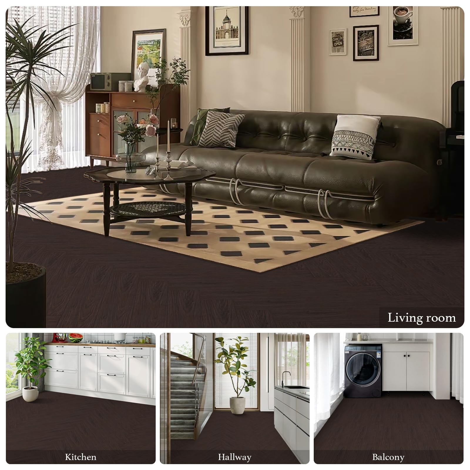 Elffloor Peel and Stick Flooring,Vinyl Flooring Waterproof,Wood Grain Look Se…