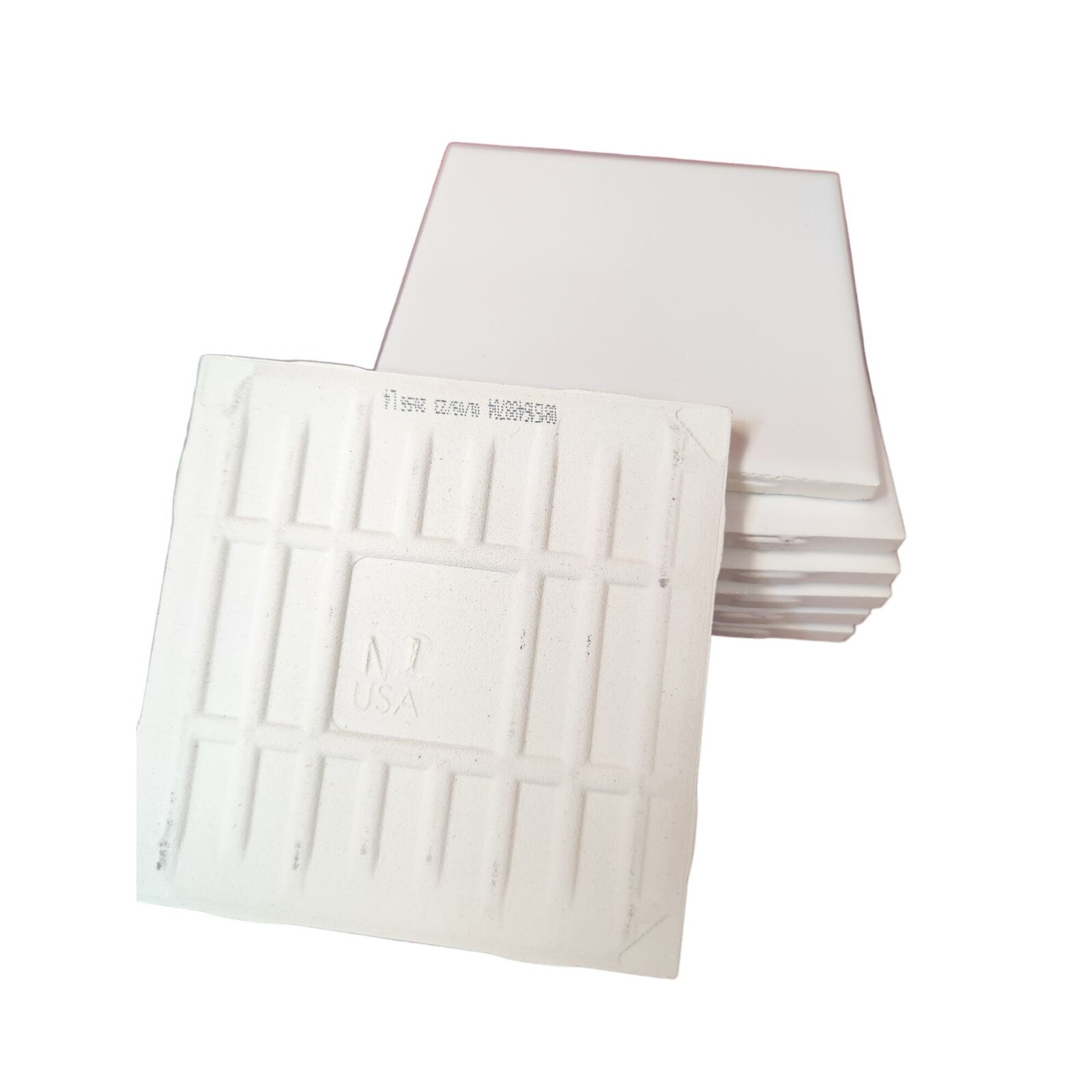 4.25 inch tiles set of 8 White Glazed, Glossy top, Great for crafts or walls.