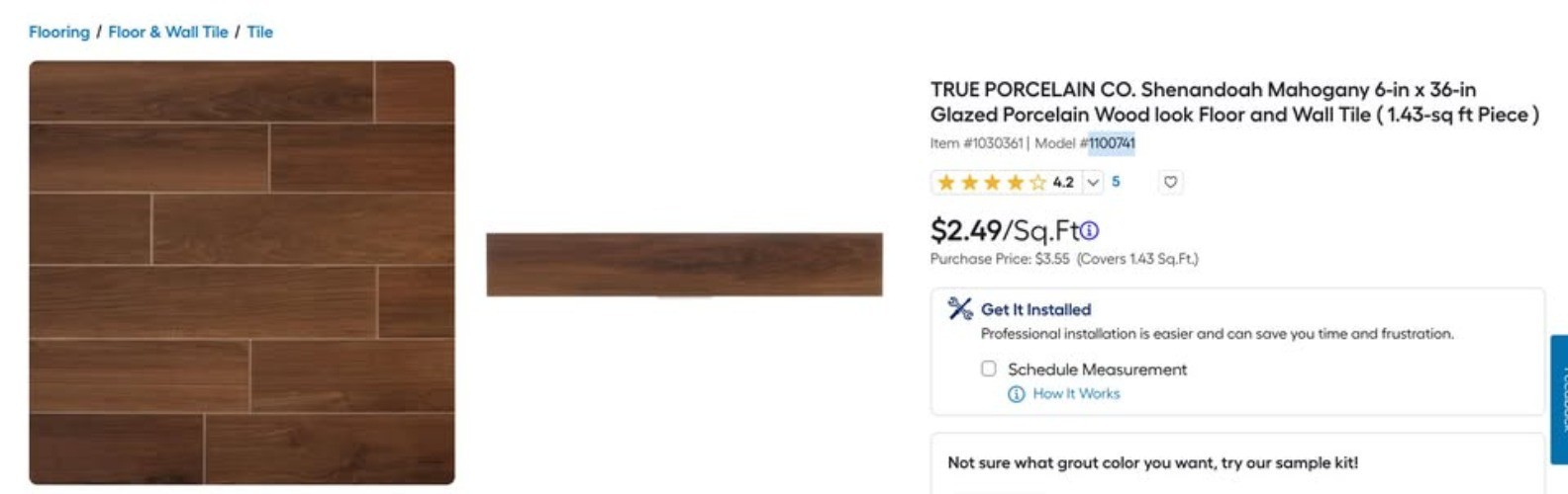 Shenandoah Mahogany 6×36 Porcelain Wood Look Floor Wall Tile 1.43-sq ft Pieces