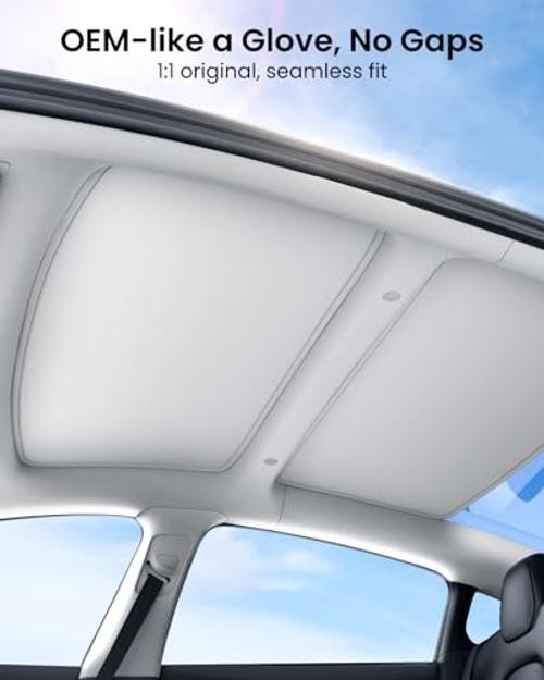2026 Upgraded Tesla Model 3 Sunshade Roof [No Gaps, Model 3 (2020-2026) Gray
