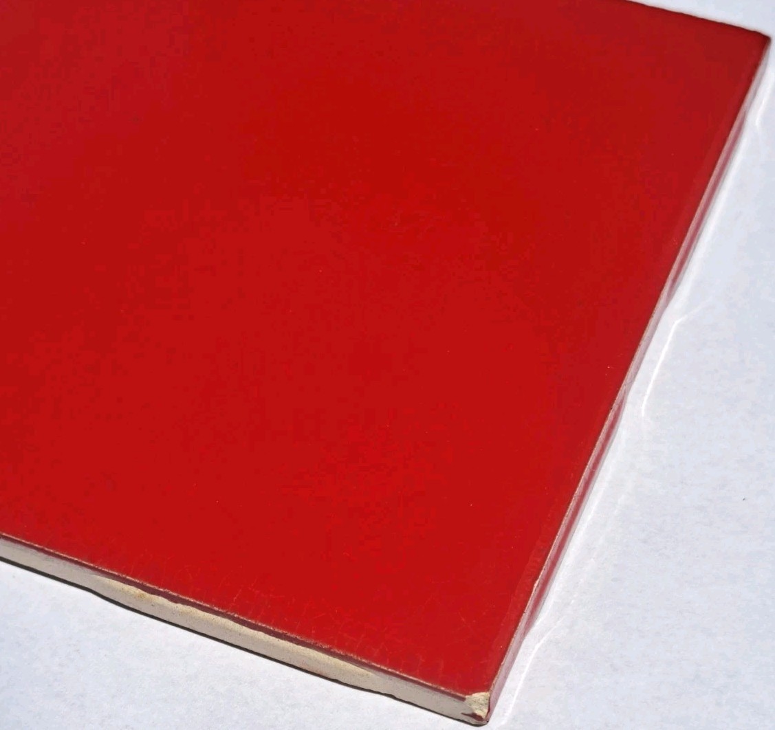 MCM 8 pc 4 1/4″ Ceramic Tile S01 Cherry (Ruby) Red 3 pnl American Olean USA NOS