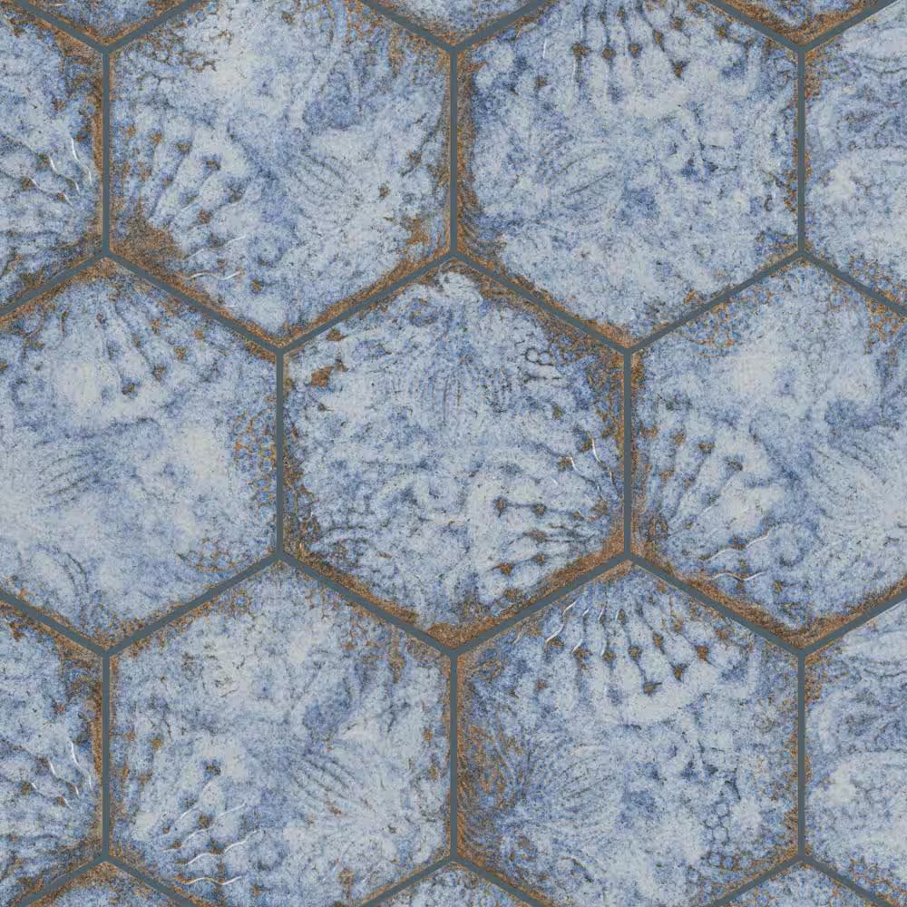 Gaudi React Hex Marina 8-5/8 In. X 9-7/8 In. Porcelain Floor and Wall Tile (11.5