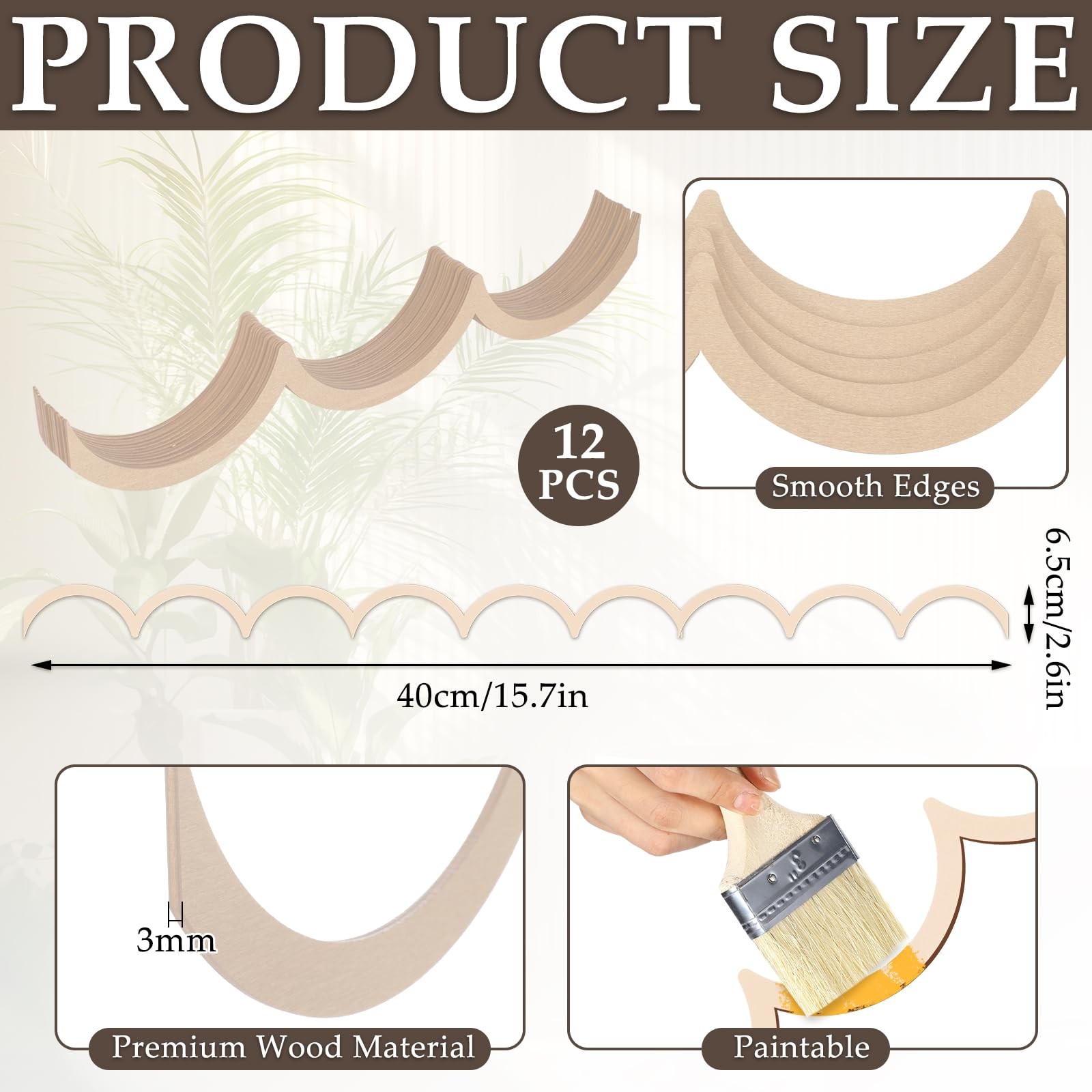 Unfinished Scalloped Decorative Wood Trim 15.75 x 2.9 Inch Scalloped Wood Mol…