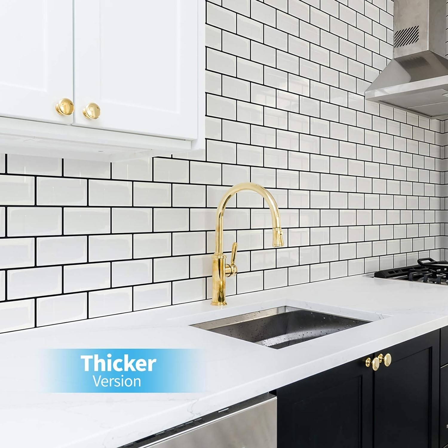 Peel and Stick Backsplash for Kitchen White Subway 10 Tiles, Thicker Design
