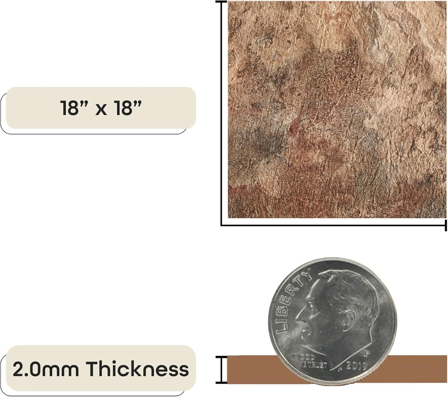 Majestic Self Adhesive 18-Inch Square Vinyl Floor 18″X18″ Rustic Copper Slate