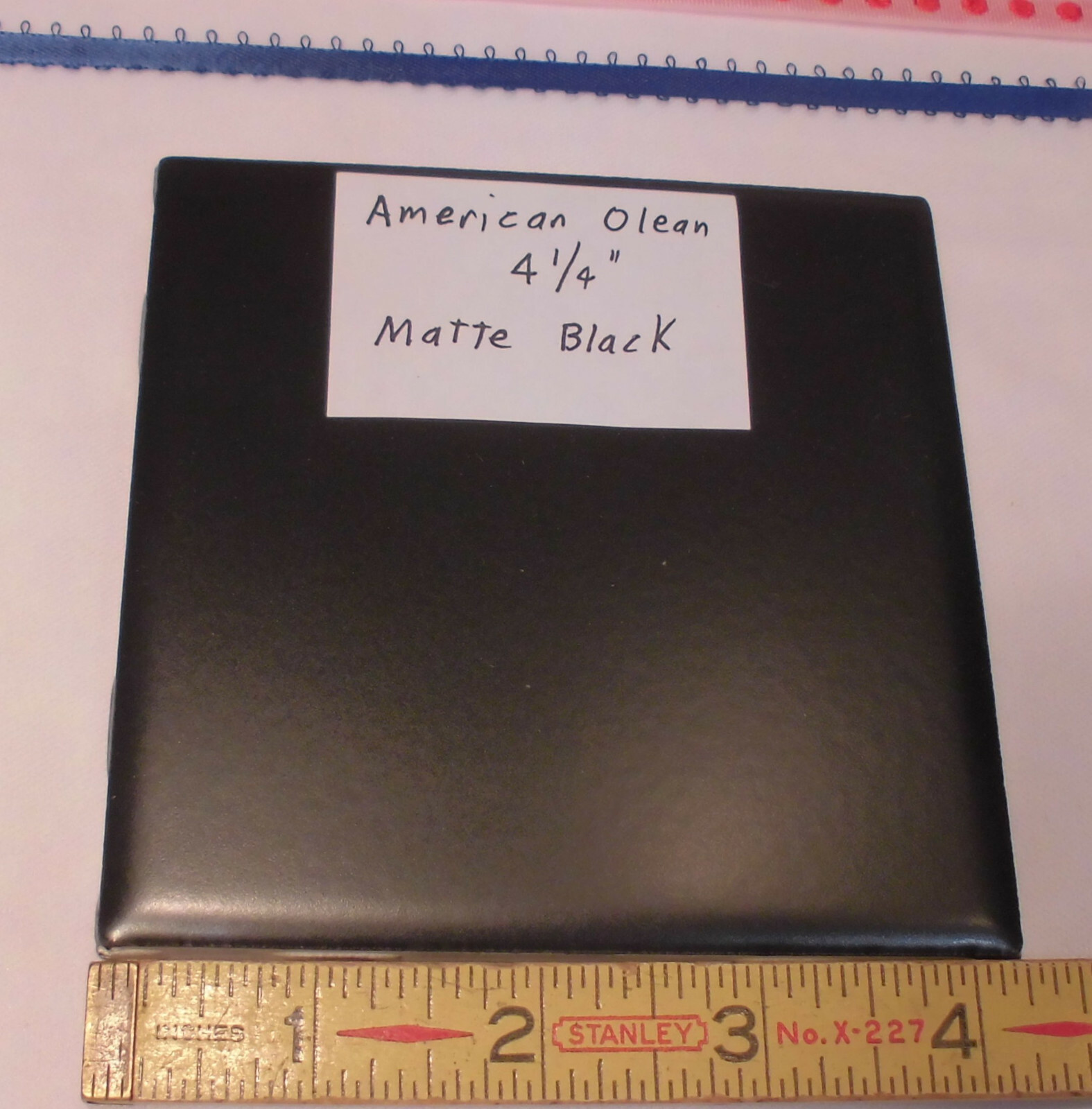 1 pc. *Matte Black* Ceramic Tile by The American Olean Co. 4-1/4″ New Stock