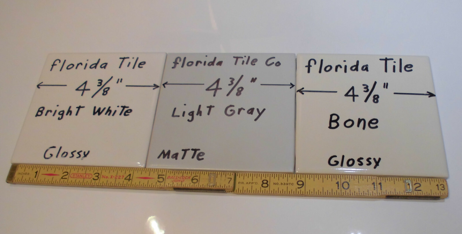 1 pc. *Light Gray* Matte Ceramic Tile 4-3/8″ by Florida Tile Co. NOS