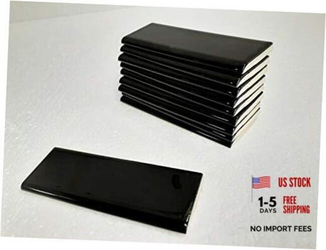 Black 2×6 in Ceramic Tile Bullnose Trim Edge 2 x 6 inch American Olean Box 10
