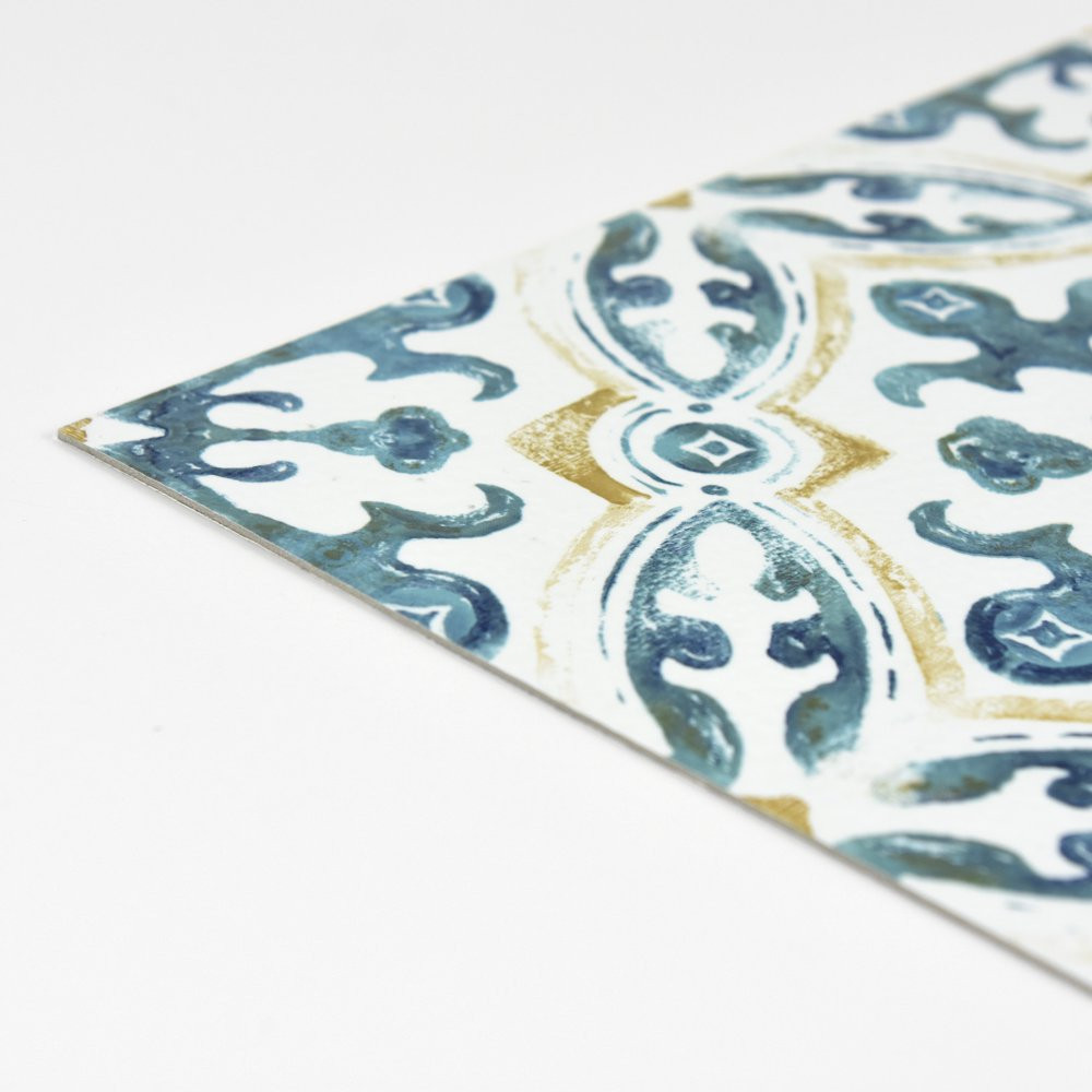 *NEW* Vinyl Blue Tuscan Peel & Stick Floor Tiles, Water-Resistant & washable