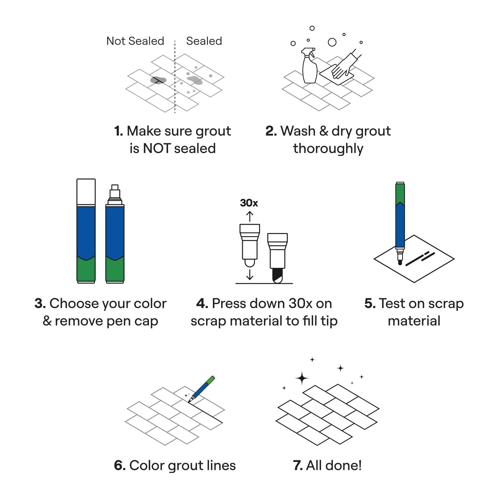 Grout Pen Light Grey Tile Paint Marker: Waterproof Narrow Tip,
