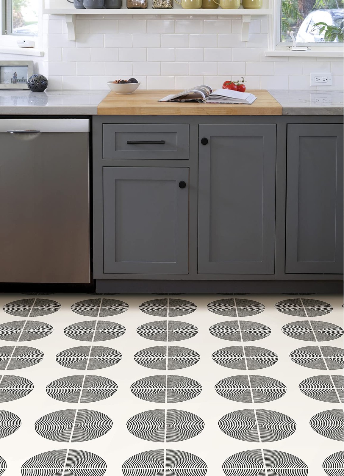 FloorPops Luminary adhesive Peel & Stick Vinyl Floor 12 x 12 inches, Black