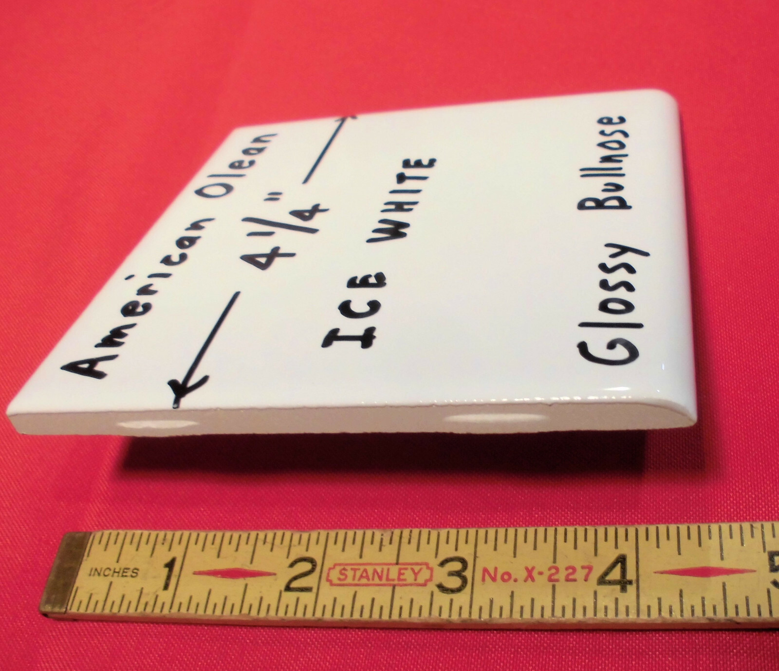 1 pc. *Brightest Ice White* 4-1/4″ Ceramic Bullnose Tile by American Olean; New
