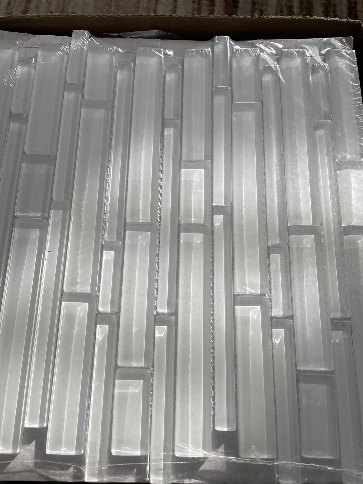 10 PC MSI Ice Interlocking 12x12x8mm Glass Mesh Mounted Mosaic Tile