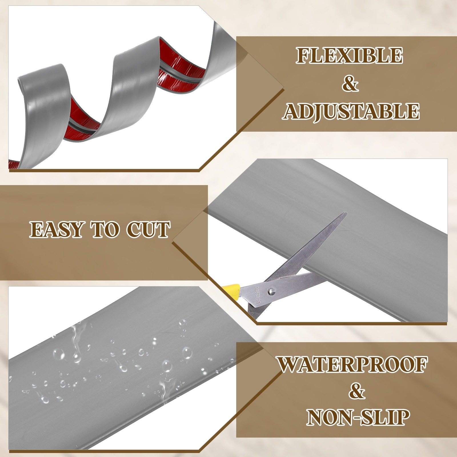 T-Molding Transition Strips 9.84 Ftx1.97″ Vinyl Flooring Edging Trim Gray