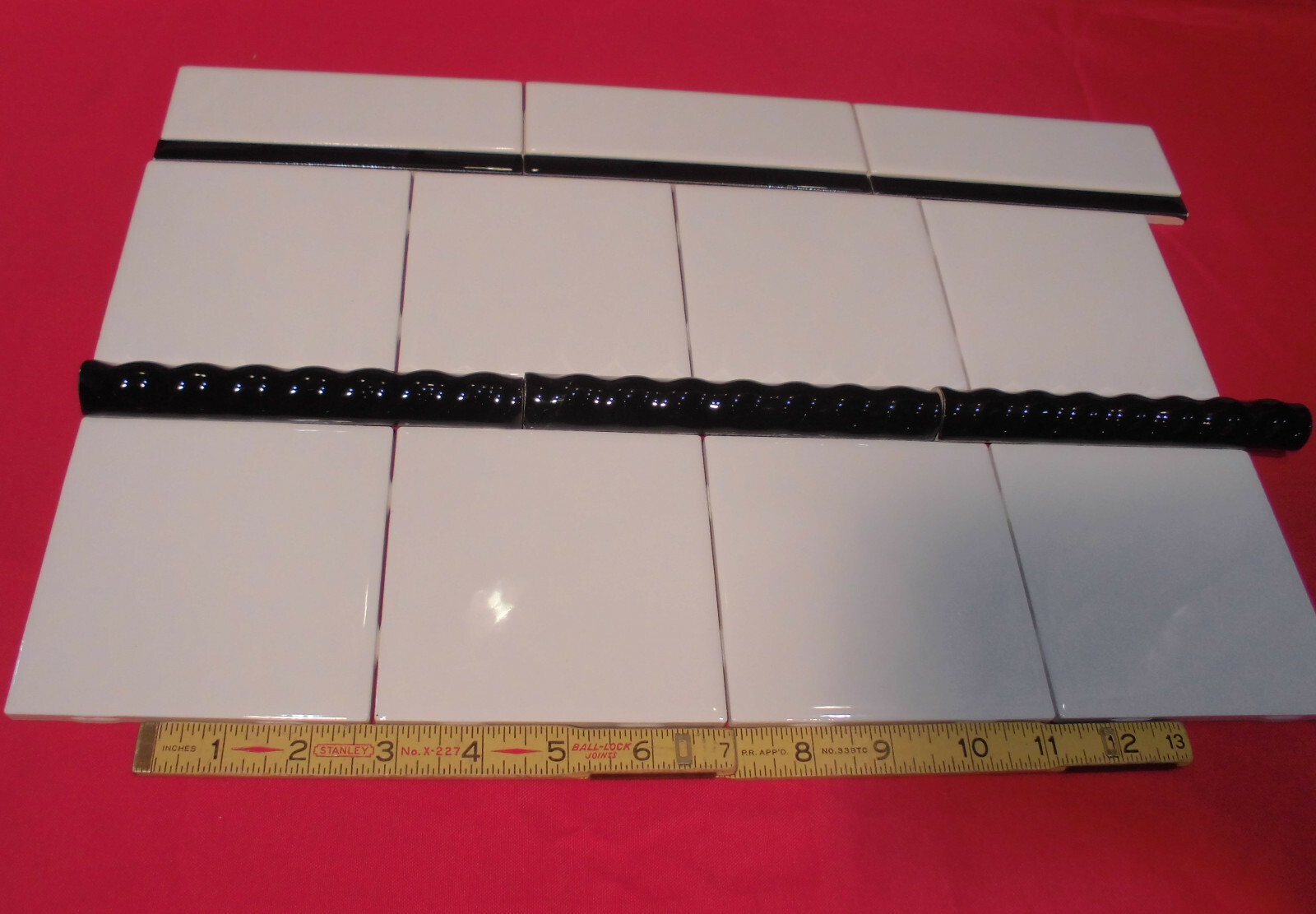 1 pc. Gloss Black: Ceramic Liner-Sizzle Tile 1/2″ X 6″ by American Olean, NEW
