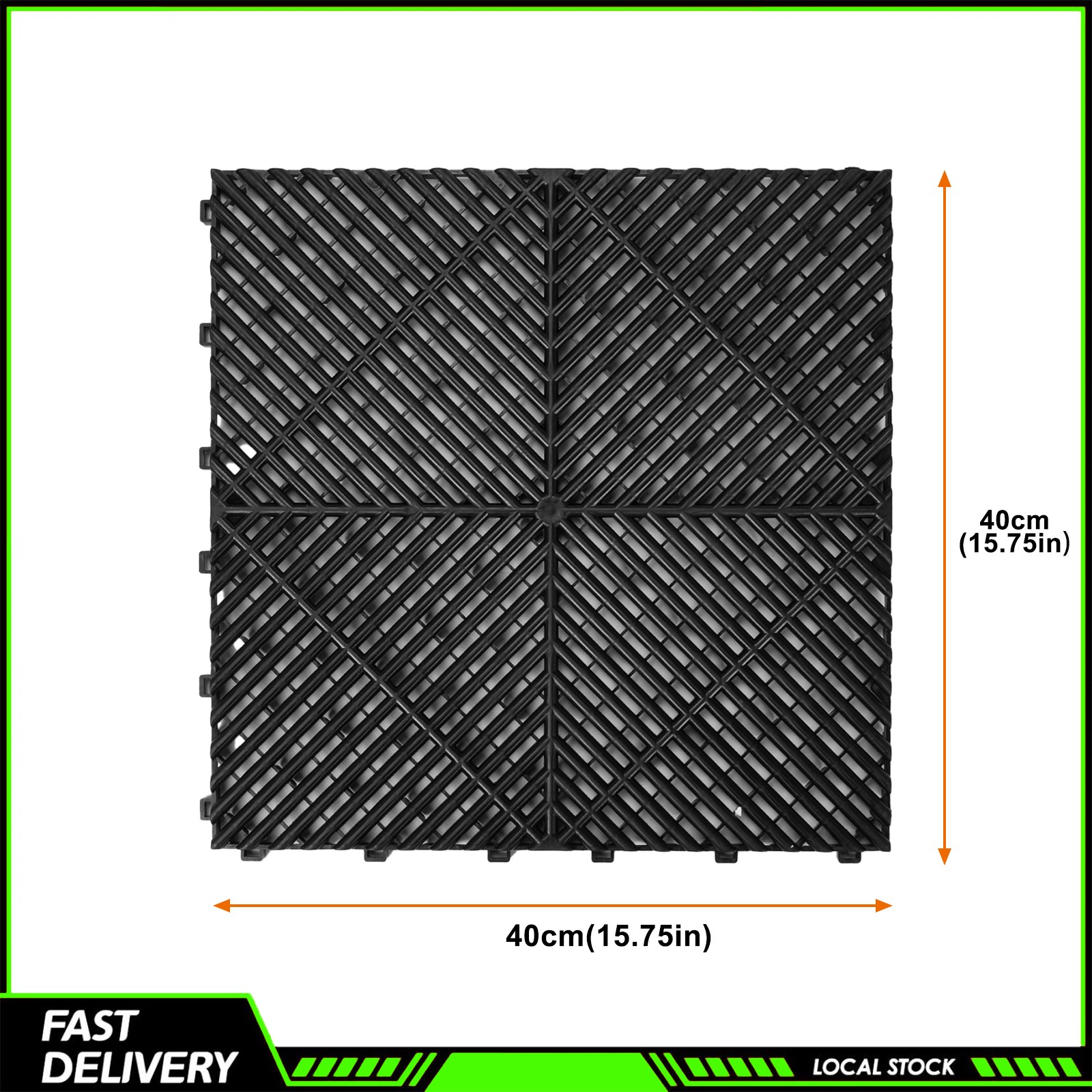 50PCS Garage Floor Tiles Interlocking 15.75×15.75 in Garage Flooring Tiles Black