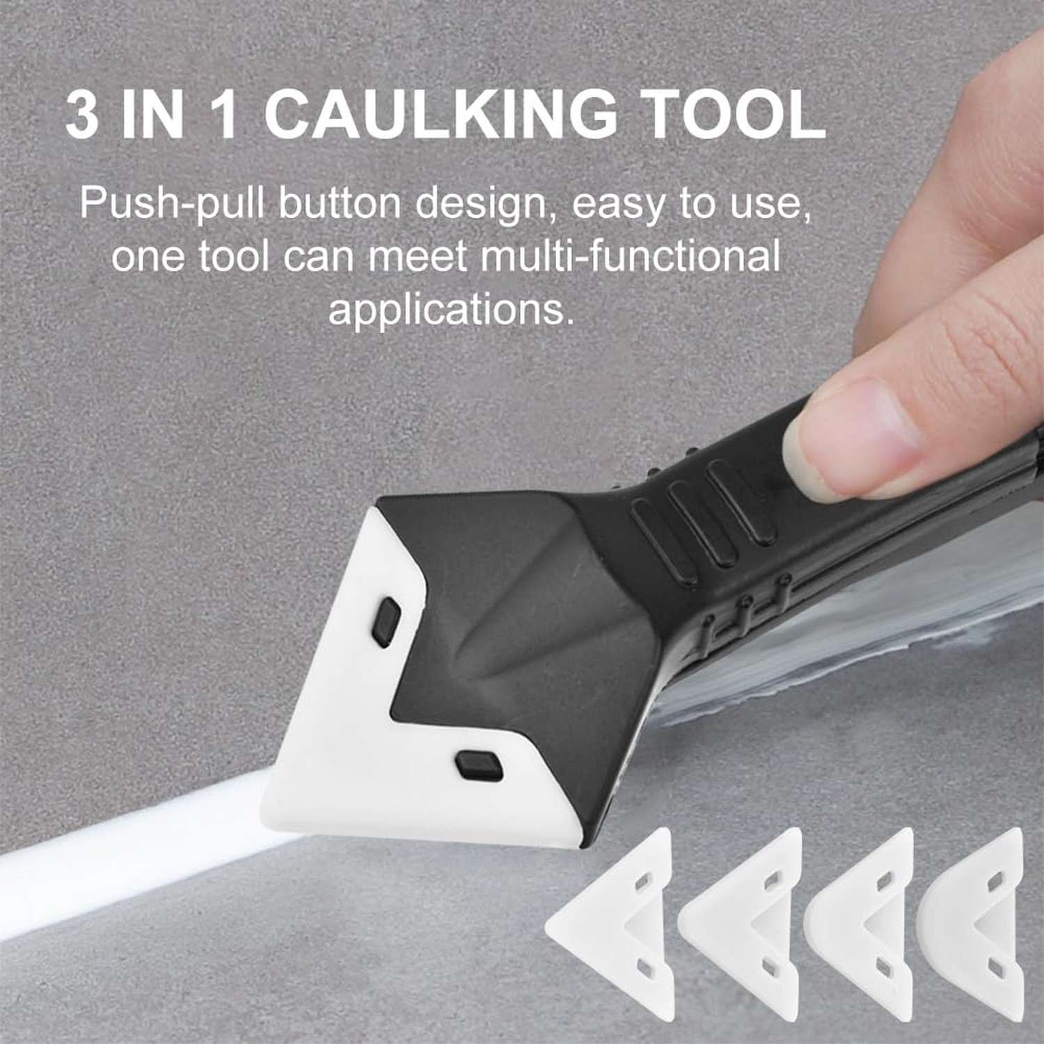 Silicone Caulking Tool, 3 in 1 Caulking Remover Glazing Compound Finishing To…