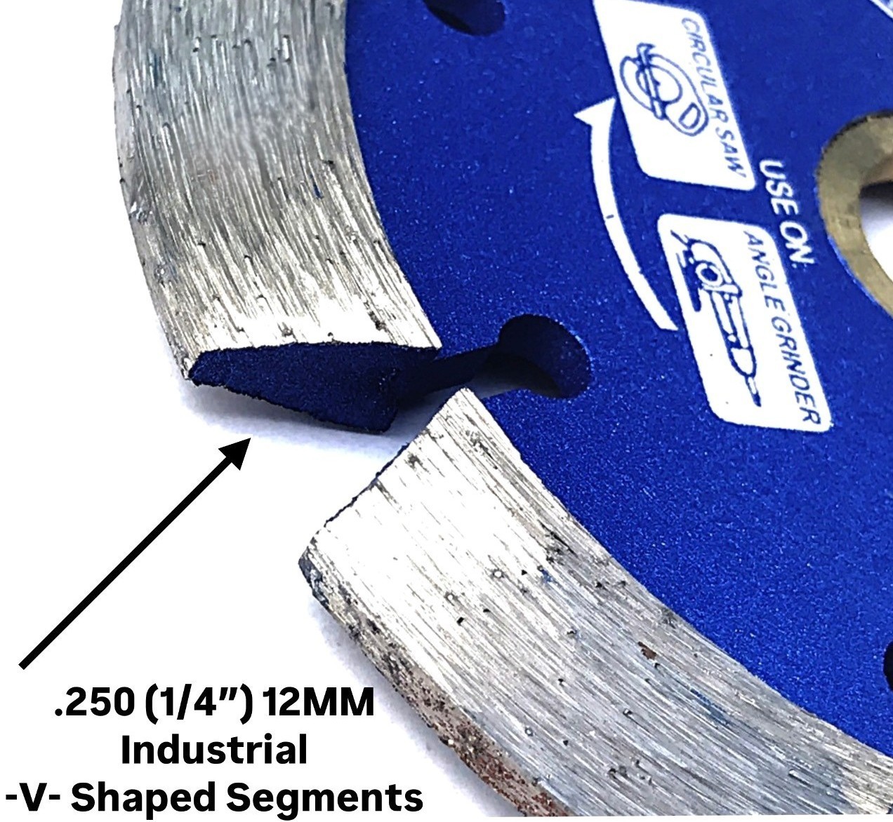 4.5″ x .250″ Laser welded V-shaped Segmented Crack Chaser for Concrete Asphalt